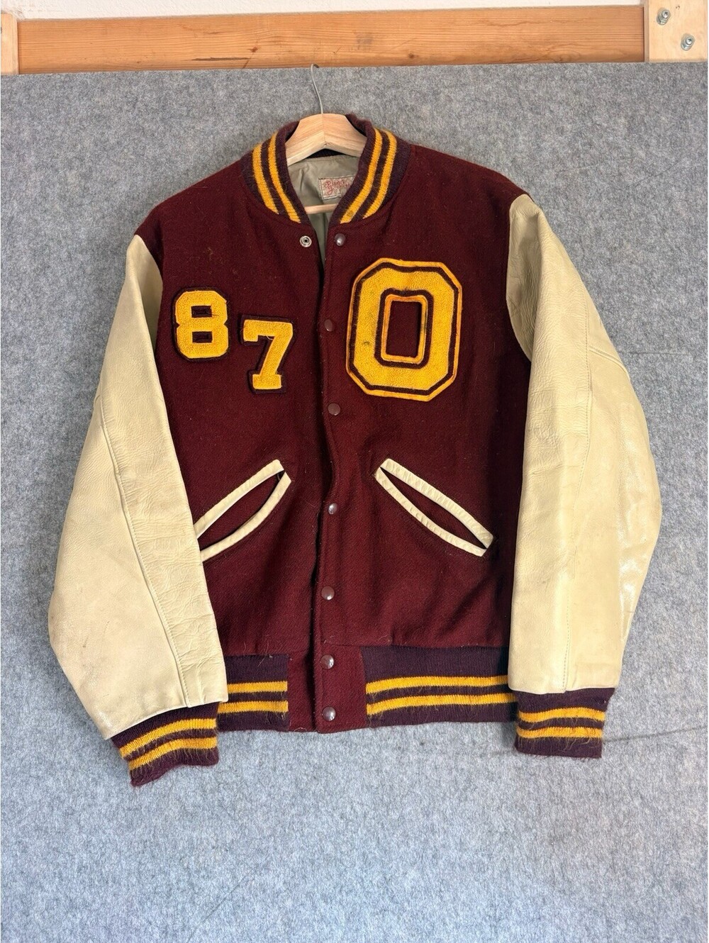 Vintage Ripon Varsity Jacket Snap Lined Pockets Size 42 RARE